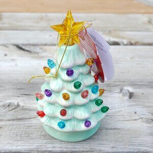 Mr. Christmas 5" Nostalgic Ceramic Lit Tree Ornament, Mint Green, Christ…